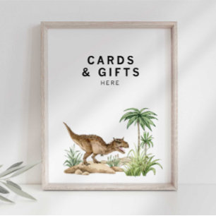 Póster Letrero de mesa de regalo de dinosaurio jurásico a