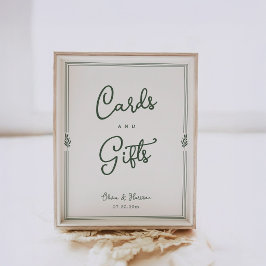 Póster Letrero de Mesa de Regalos y Tarjetas de Boda Sage