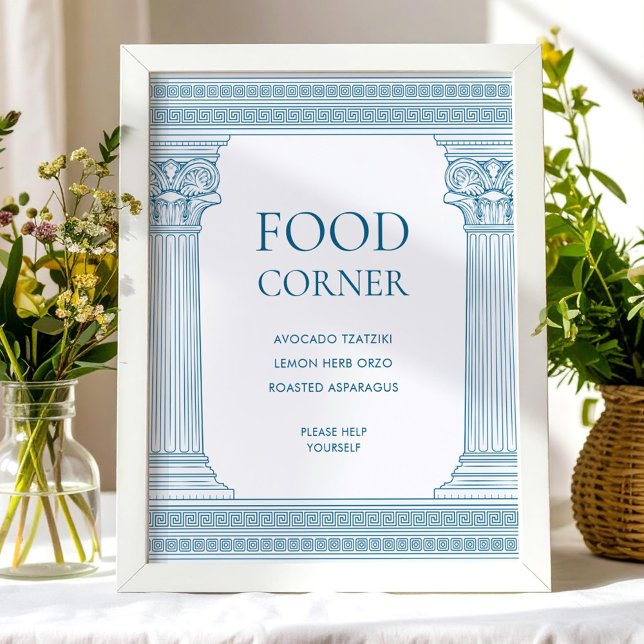 Póster Letrero de mesa de rincón de comida en azul (Subido por el creador)