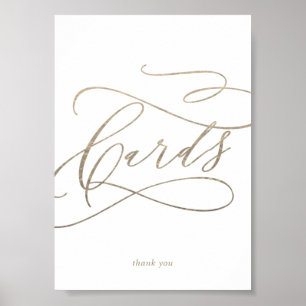 Póster Letrero de mesa de tarjetas de caligrafía de oro r
