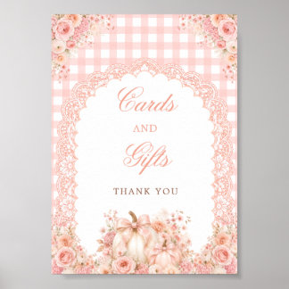 Póster Letrero de mesa de tarjetas y regalos florales de