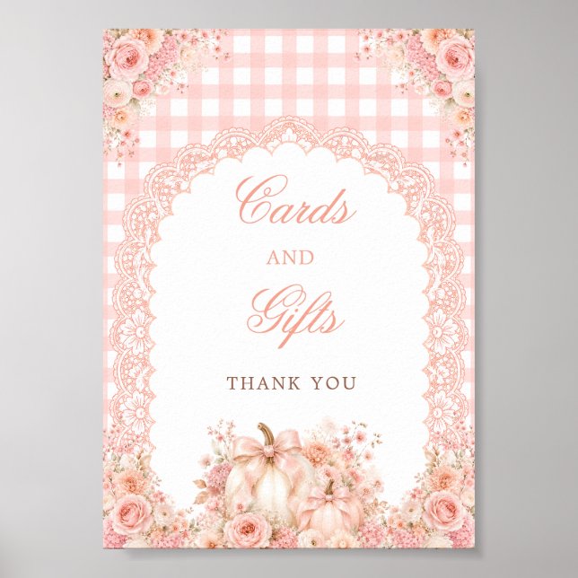 Póster Letrero de mesa de tarjetas y regalos florales de  (Frente)