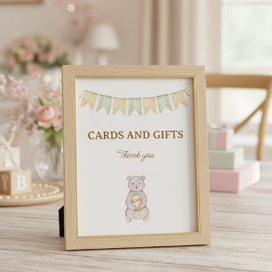 Póster Letrero de Mesa para Baby Shower de Animales del B