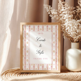 Póster Letrero de Mesa para Baby Shower de Floral Rosa co
