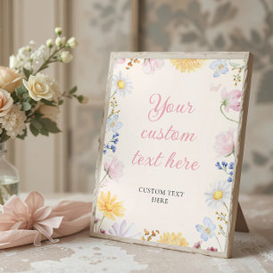 Póster Letrero de mesa para baby shower de flores silvest