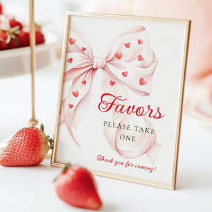 Póster Letrero de mesa para baby shower Favor de lazo ros