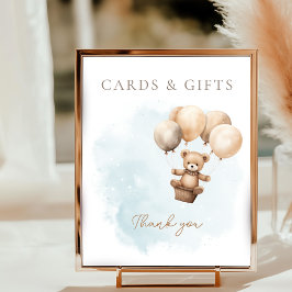 Póster Letrero de mesa para baby shower neutral Bearly Wa