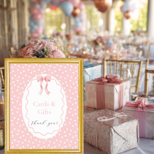 Póster Letrero de Mesa para Baby Shower Niña Lunares con 