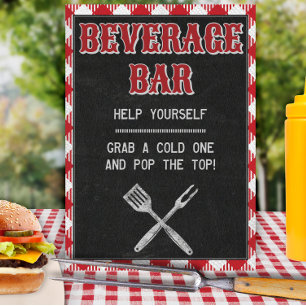 Póster Letrero de mesa para barra de bebidas de cumpleaño
