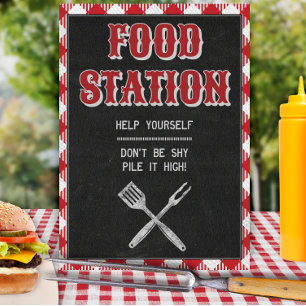Póster Letrero de mesa para estación de comida de cumplea