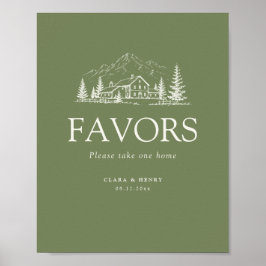 Póster Letrero de mesa para favores de boda en Sage Mount