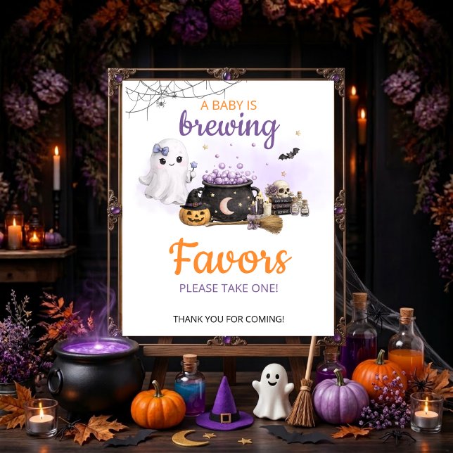 Póster Letrero de mesa para favores de Halloween 'Bebé es (Subido por el creador)