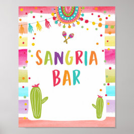 Póster Letrero de mesa para fiesta de cactus de bebidas d