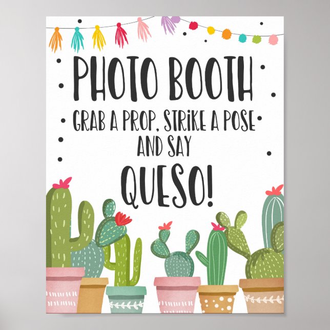 Póster Letrero de mesa para fiesta de cactus para cabina  (Frente)