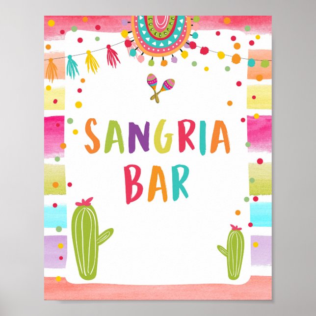 Póster Letrero de mesa para fiesta de cócteles de Sangria (Frente)