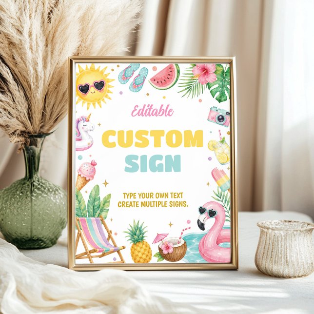 Póster Letrero de mesa para fiesta de cumpleaños de veran (Subido por el creador)