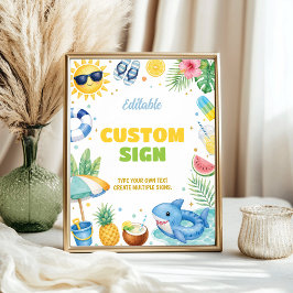 Póster Letrero de mesa para fiesta de cumpleaños de veran