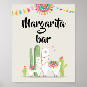 Póster Letrero de mesa para fiesta de Margarita Llama Bab