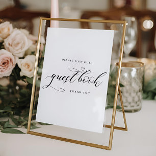 Póster Letrero de mesa para libro de invitados de boda co