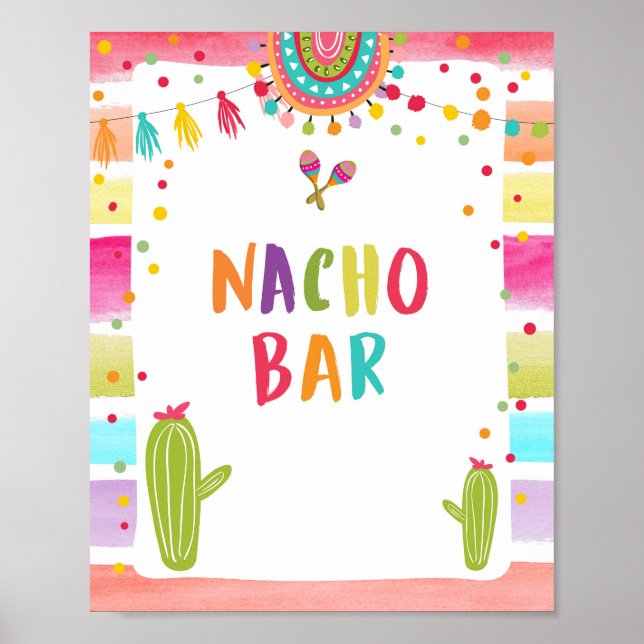 Póster Letrero de mesa para Nacho Bar Comida Mexicana Fie (Frente)