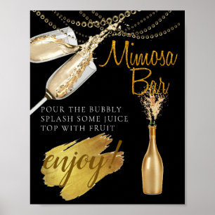 Póster Letrero de Mimosa Bar para Desayuno Nupcial Elegan