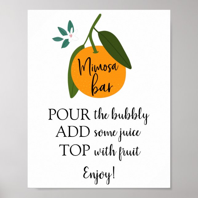 Póster Letrero de Naranja de Bar Mimosa (Frente)