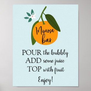 Póster Letrero de Naranja de Barra de Mimosa