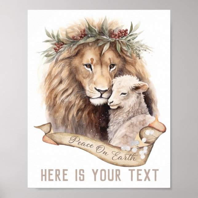 Póster Letrero de Navidad del León y el Cordero (Frente)