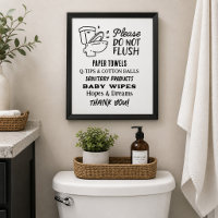Letrero de No Tirar por el Inodoro en Baño de Prop