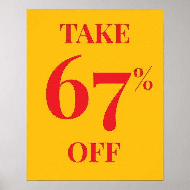 Póster Letrero de Oferta con Tasa de Descuento Personaliz (Frente)