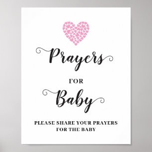 Póster Letrero de Oraciones para Baby Shower de Niña con
