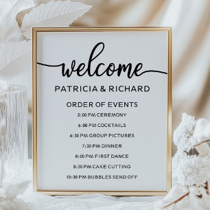 Póster Letrero de Orden de Eventos de Boda   Caligrafía C
