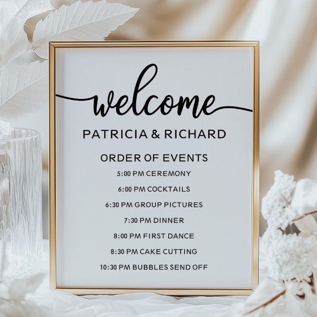 Póster Letrero de Orden de Eventos de Boda | Caligrafía C (Subido por el creador)