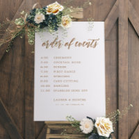 Letrero de Orden de Eventos de Boda con Caligrafía