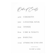 Letrero de orden de eventos de boda | Minimalista