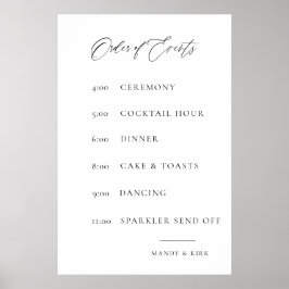 Póster Letrero de orden de eventos de boda | Minimalista