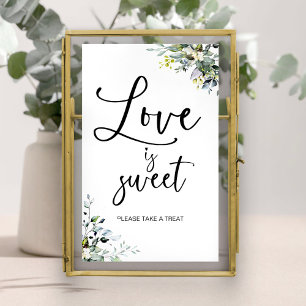 Póster Letrero de Padrinos de Boda Love is Sweet Greenery