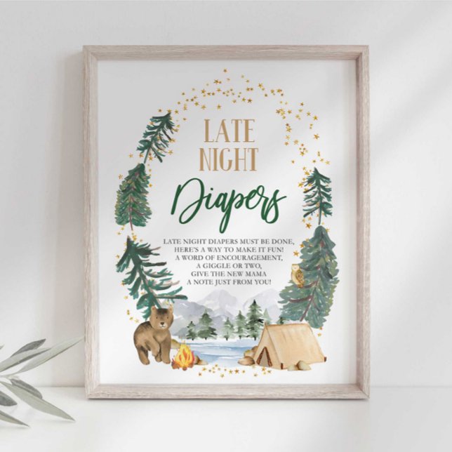 Póster Letrero de pañales de noche para baby shower (Subido por el creador)