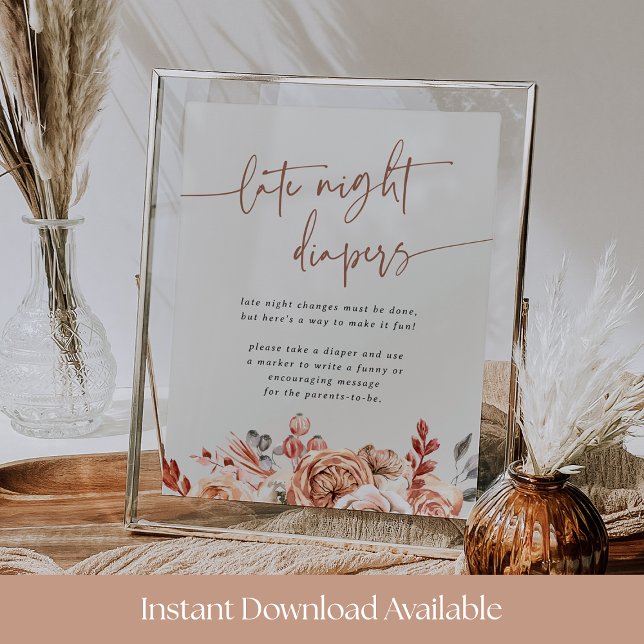 Póster Letrero de pañales de noche para baby shower de fl (Subido por el creador)