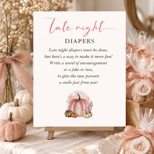 Póster Letrero de pañales nocturnos para baby shower de c