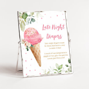 Póster Letrero de pañales nocturnos para baby shower de h