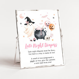 Póster Letrero de pañales nocturnos para fantasmita rosa