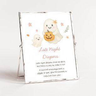 Póster Letrero de pañales nocturnos Pink Little Boo Hallo