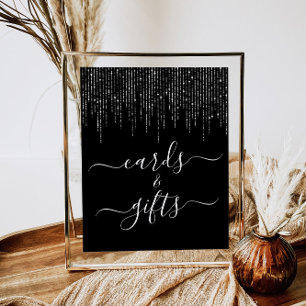 Póster Letrero de pedestal de tarjetas y regalos de ducha