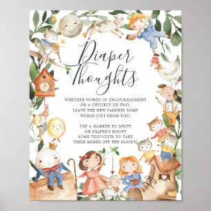 Póster Letrero de Pensamientos de Pañal para Baby Shower
