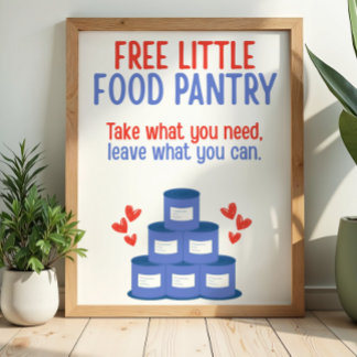 Póster Letrero de Pequeño Almacén de Alimentos Gratis