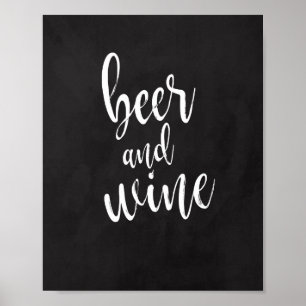 Póster Letrero de Pizarra de Cerveza y Vino 8x10 para Bod