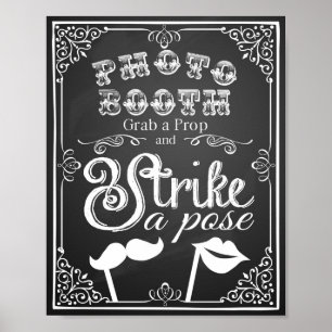 Póster Letrero de pizarra para cabina de fotos de boda