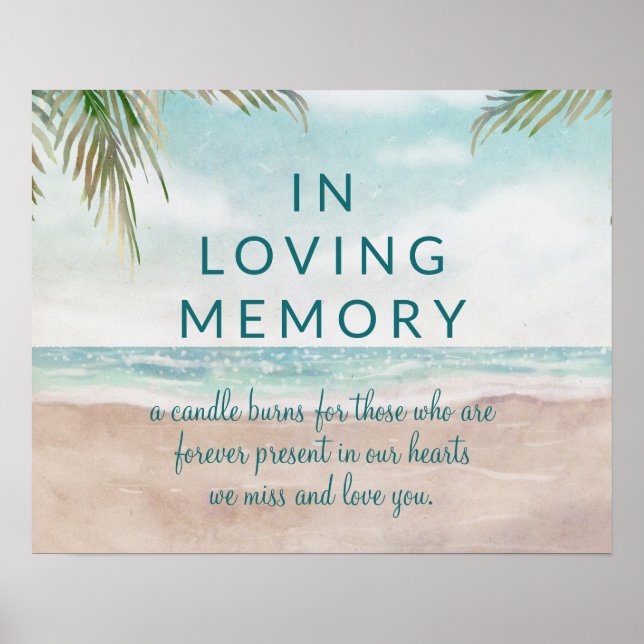 Póster Letrero de Playa Pintada Brisa de Isla En Memoria  (Frente)