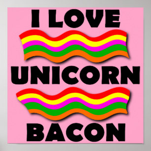 Póster Letrero de Poster Divertido de Tocino de Unicornio